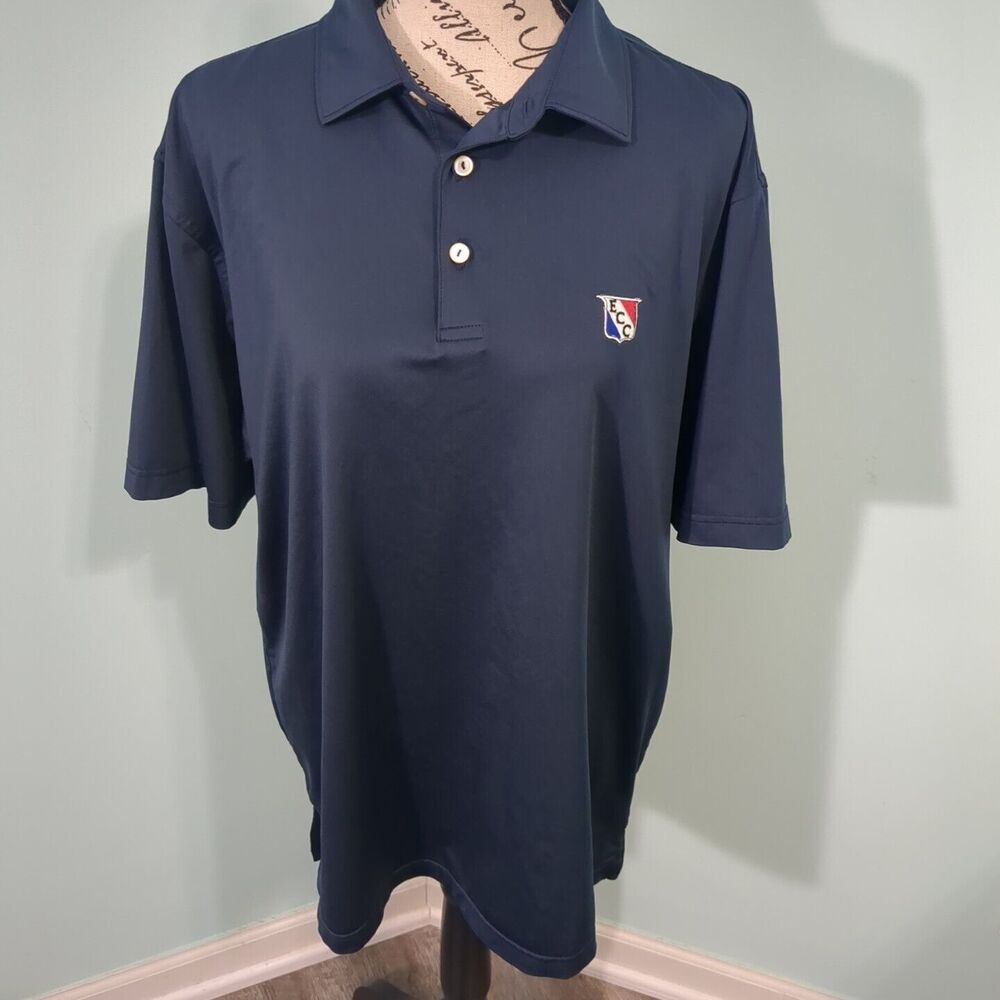 Peter Millar Summer Comfort Polo Shirt Mens Blue Sleeve Golf large
